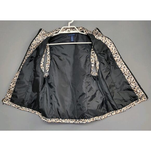 Westbound Quilted Puffer Vest Womens Petite Small Brown Shimmer Animal Print Zip - Picture 3 of 11